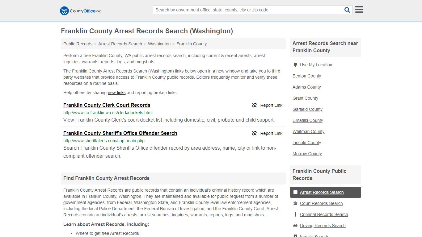 Arrest Records Search - Franklin County, WA (Arrests & Mugshots)